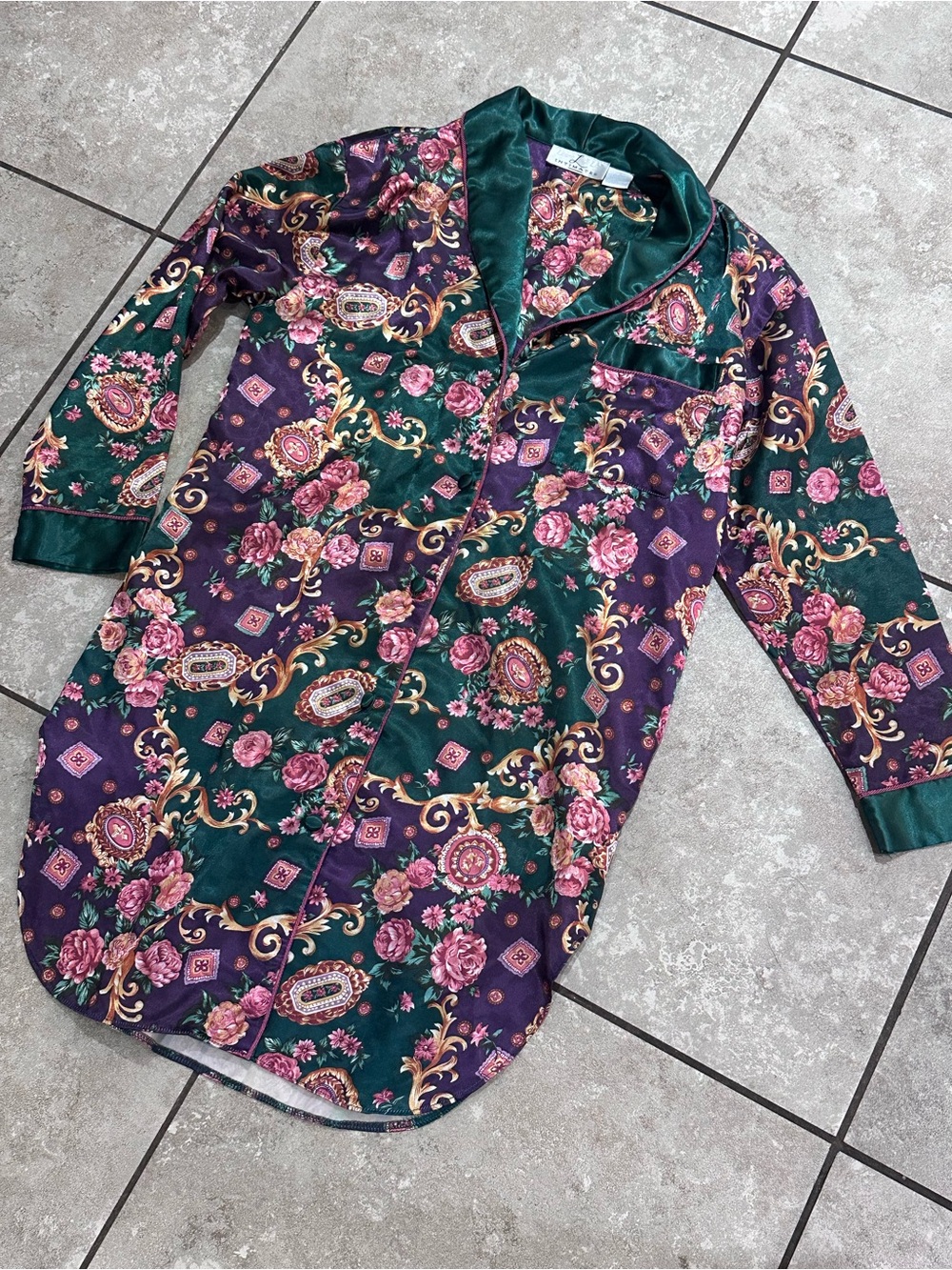 Vintage Laura Leigh pajama shirt nightgown dress small